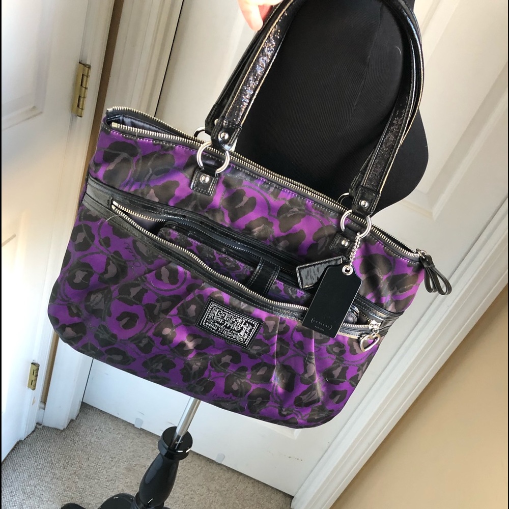 Coach “Poppy” Daisy Ocelot tote handbag. 20048